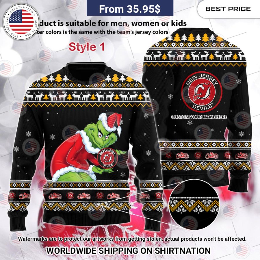 New Jersey Devils Grinch Sweater You look beautiful forever