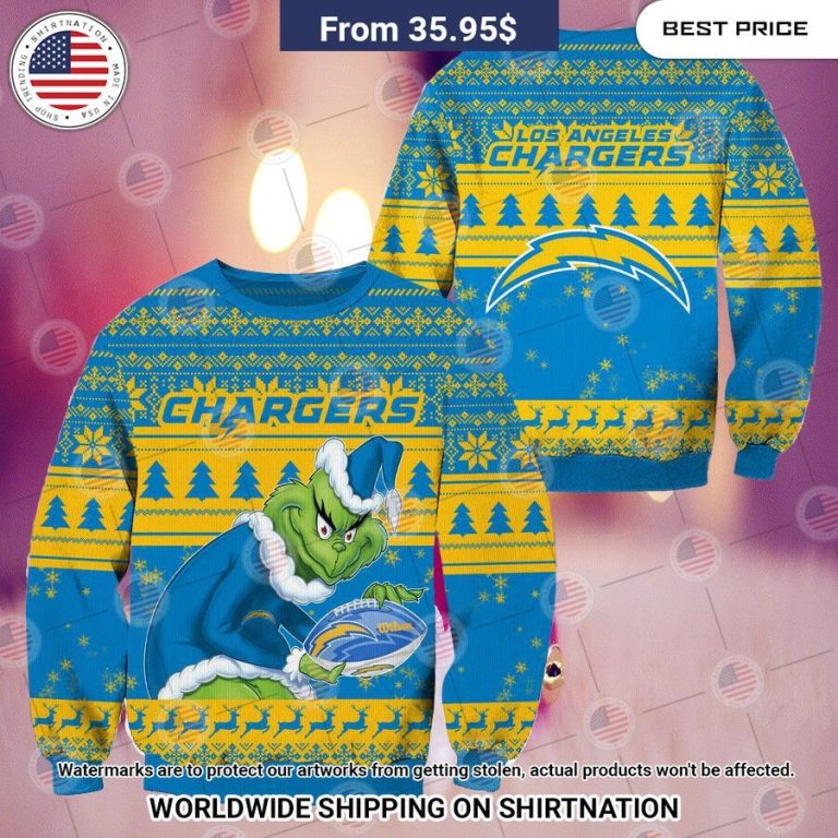 NEW Los Angeles Chargers Grinch Christmas Sweater Loving click