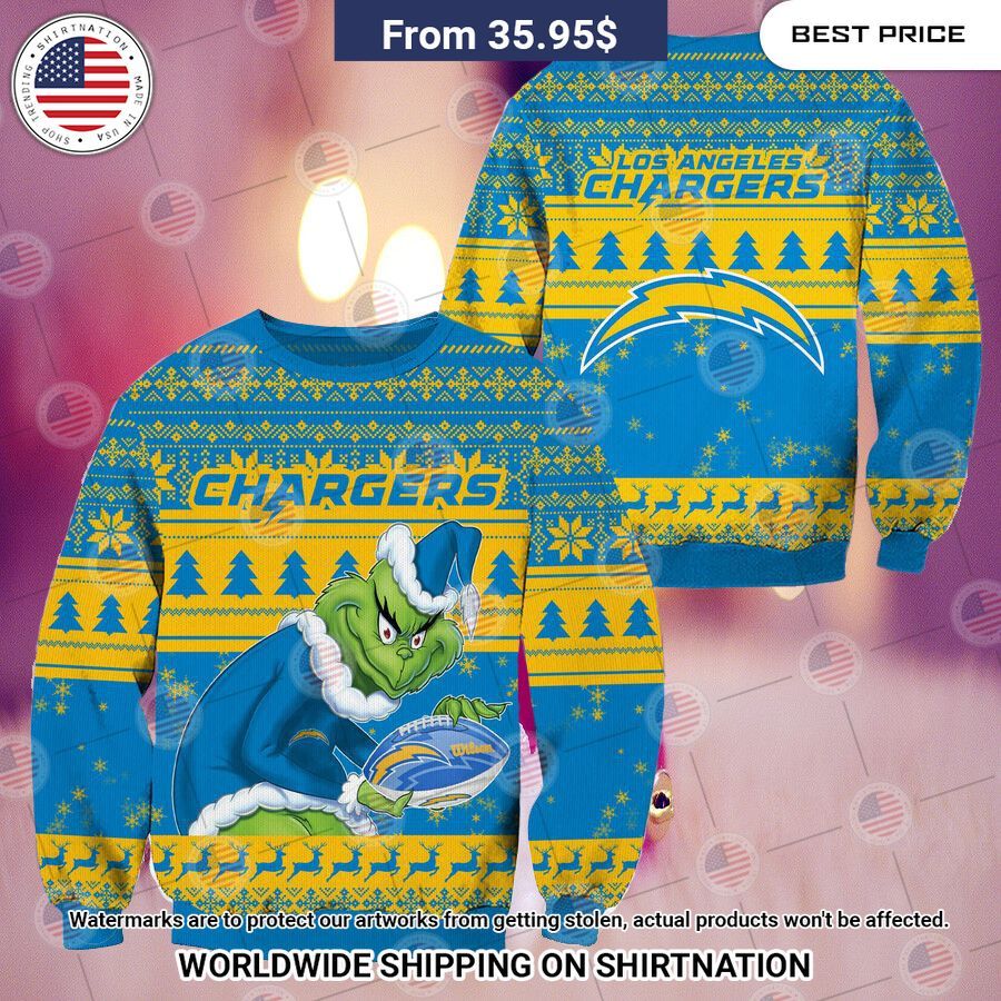 NEW Los Angeles Chargers Grinch Christmas Sweater Loving click