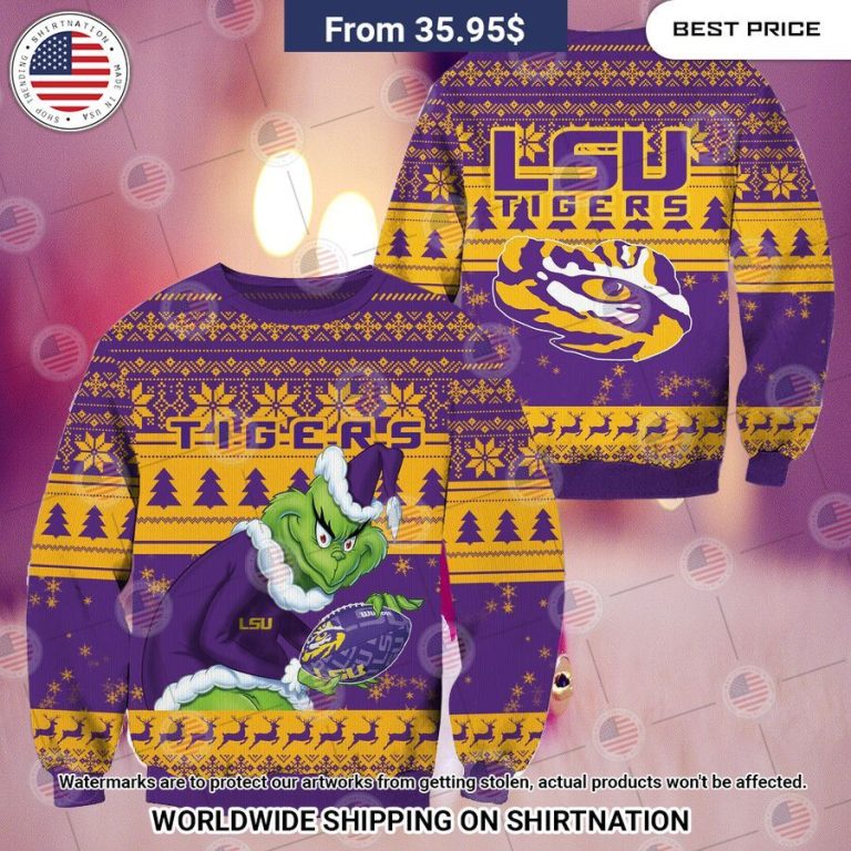 NEW LSU Tigers Grinch Christmas Sweater Nice photo dude