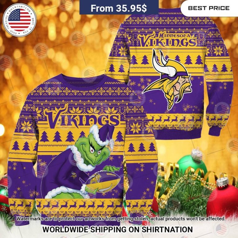 NEW Minnesota Vikings Grinch Christmas Sweater Ah! It is marvellous