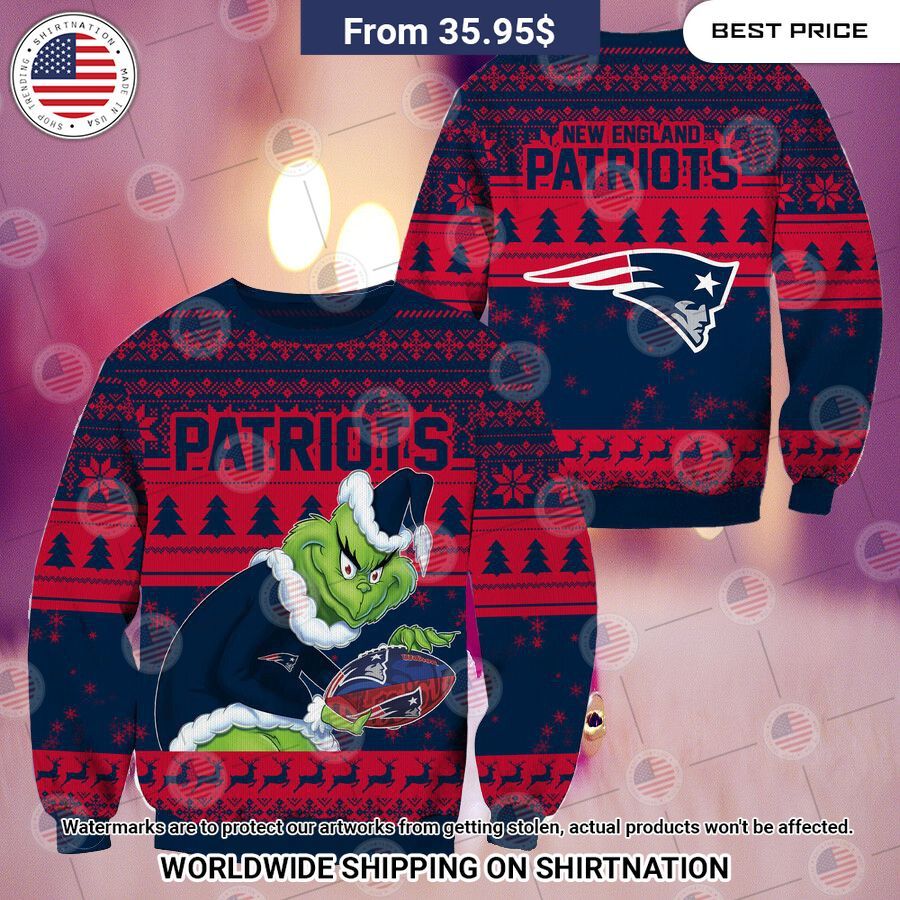 NEW New England Patriots Grinch Christmas Sweater You look elegant man