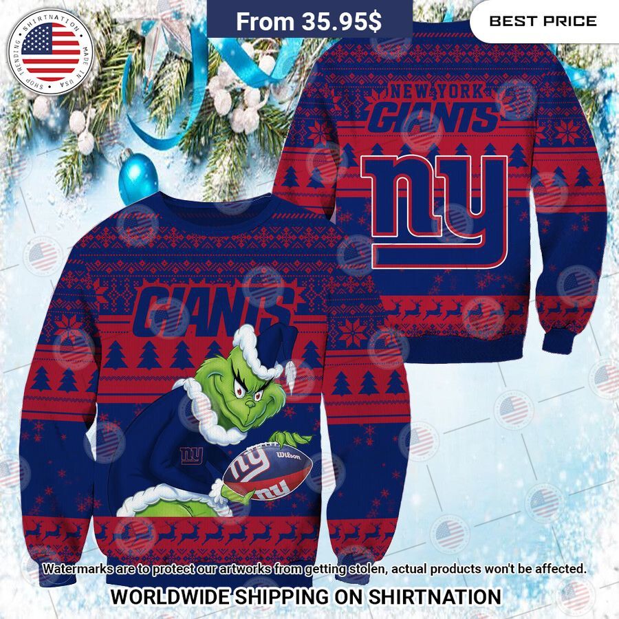 NEW New York Giants Grinch Christmas Sweater Good click
