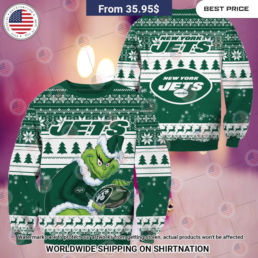 NEW New York Jets Grinch Christmas Sweater Our hard working soul