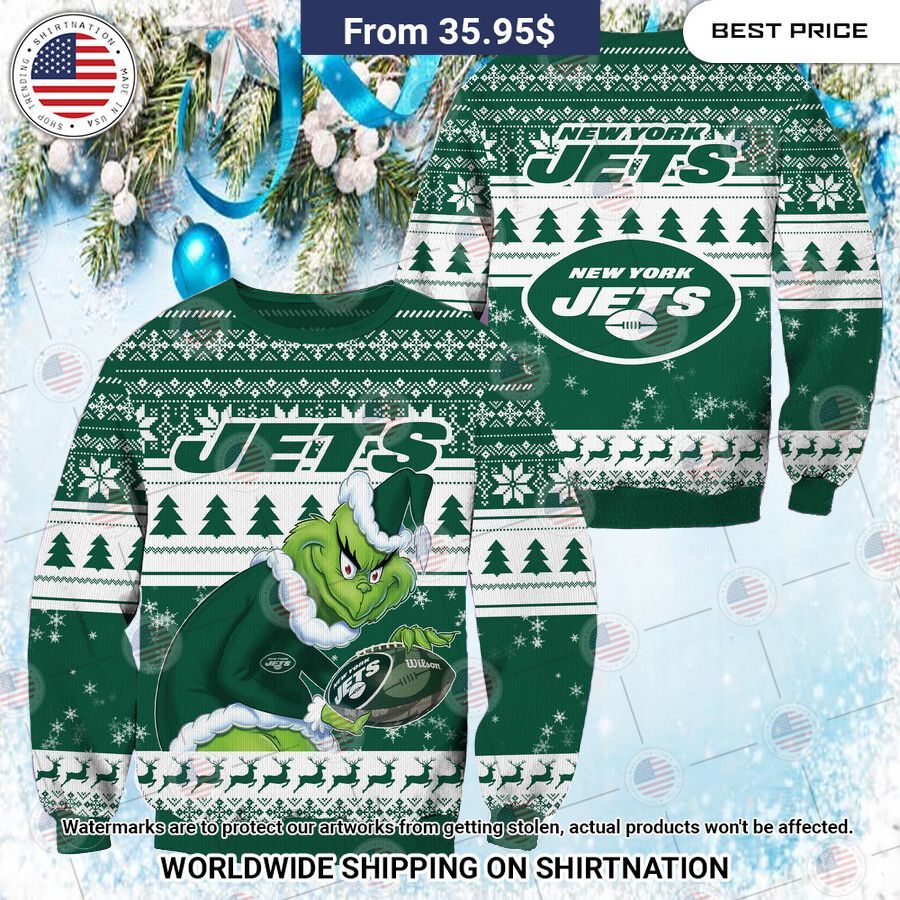 NEW New York Jets Grinch Christmas Sweater Best couple on earth
