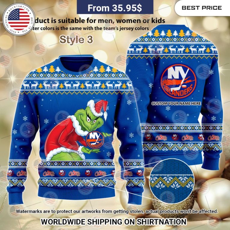 New York Islanders Grinch Sweater Rocking picture