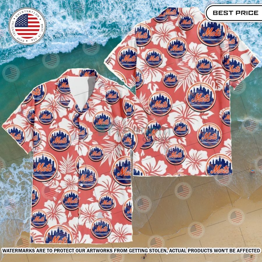 New York Mets Hibiscus Salmon Hawaiian Shirt You are always amazing