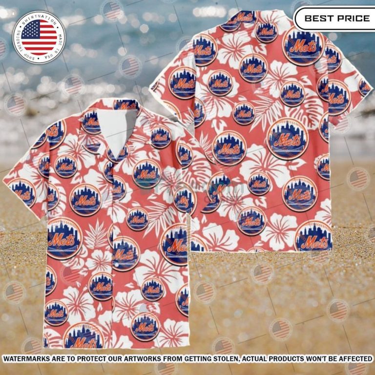 new york mets hibiscus salmon hawaiian shirt 2