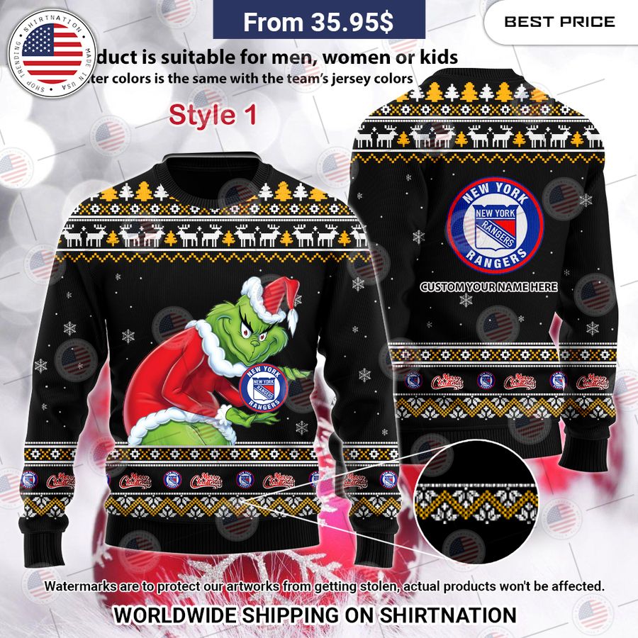 New York Rangers Grinch Sweater Elegant picture.