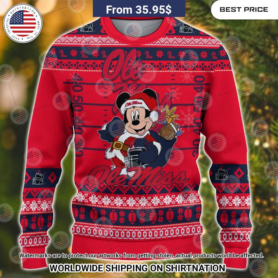 Ole Miss Rebels Mickey Mouse Christmas Sweater Heroine