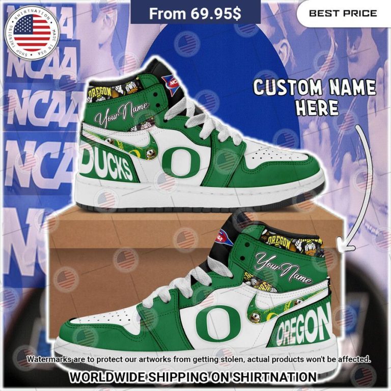 Oregon Ducks Custom Air Jordan 1 Rocking picture