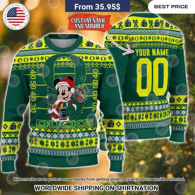 Oregon Ducks Mickey Mouse Christmas Sweater Beautiful Mom, beautiful daughter