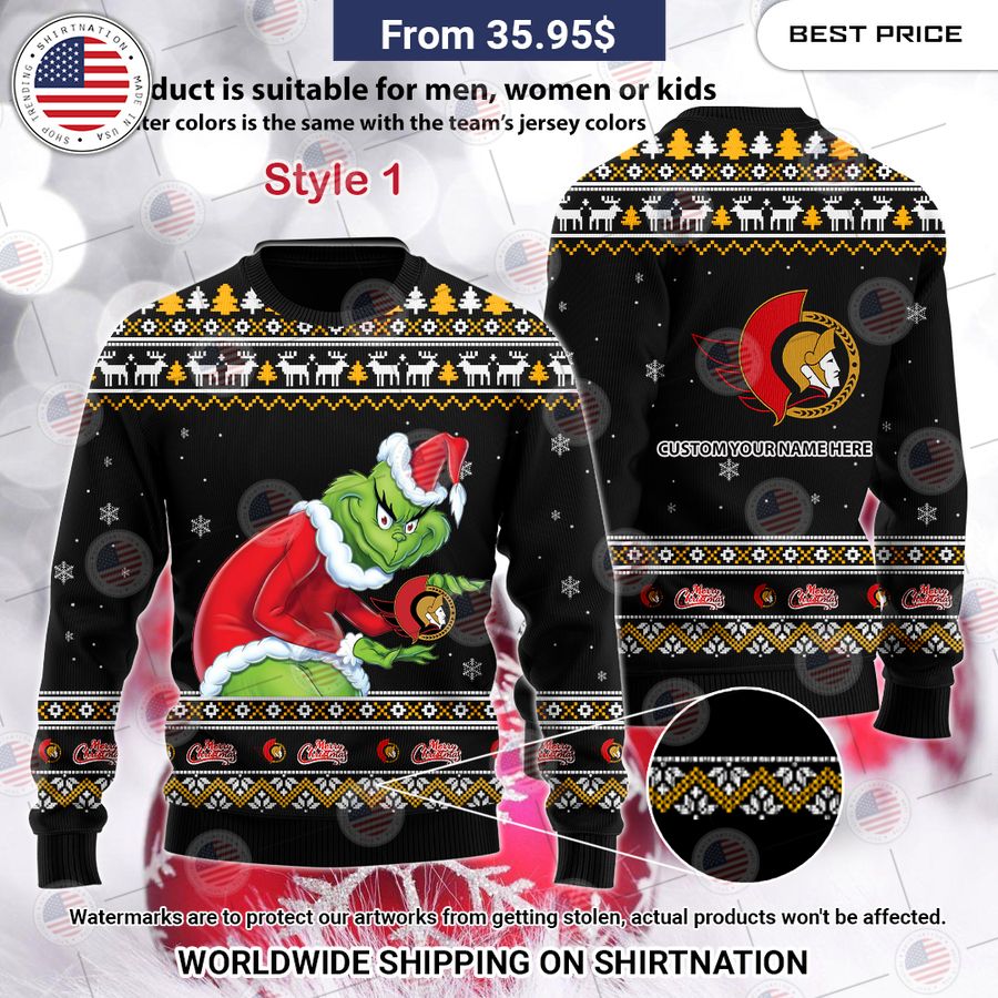 Ottawa Senators Grinch Sweater Cuteness overloaded