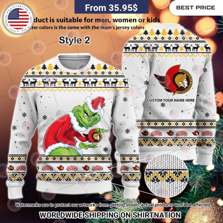 Ottawa Senators Grinch Sweater I love how vibrant colors are in the picture.