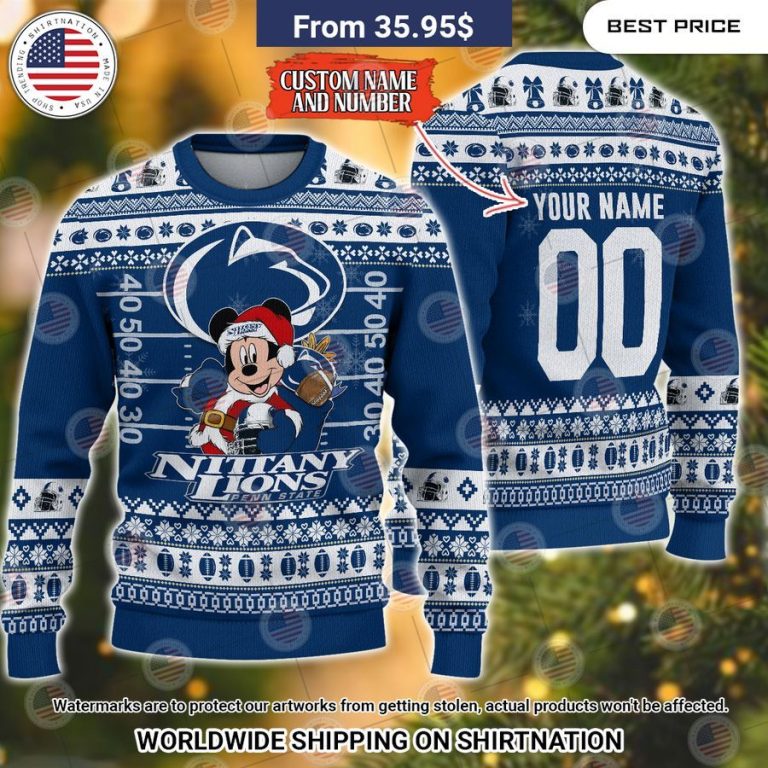 Penn State Nittany Lions Mickey Mouse Christmas Sweater You look handsome bro