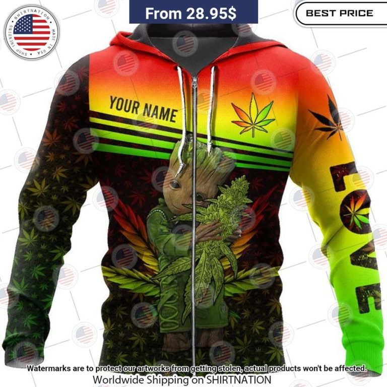 Personalized 420 Groot Love Weed Hoodie Elegant picture.