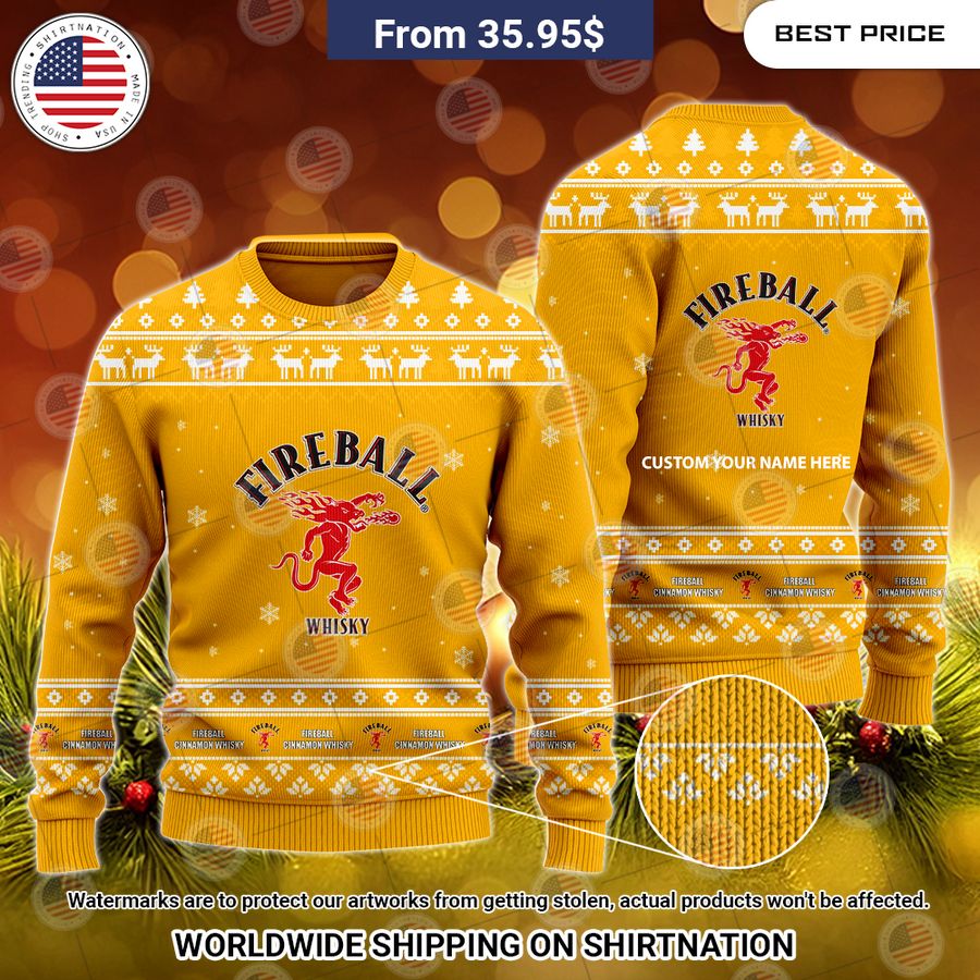 Personalized Fireball Cinnamon Whisky Christmas Sweater I like your hairstyle