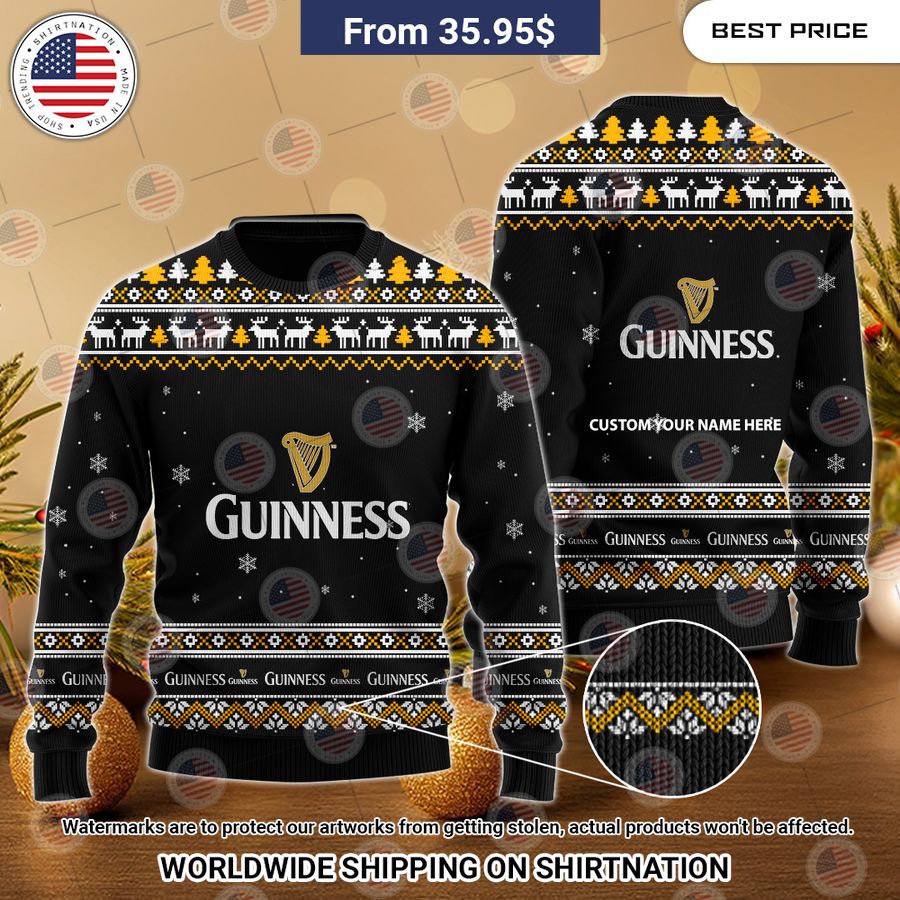 Personalized Guinness Christmas Sweater Radiant and glowing Pic dear