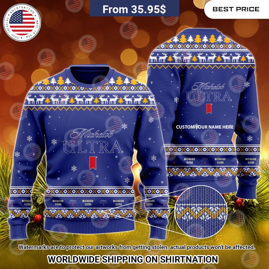 Personalized Michelob Ultra Christmas Sweater Nice shot bro