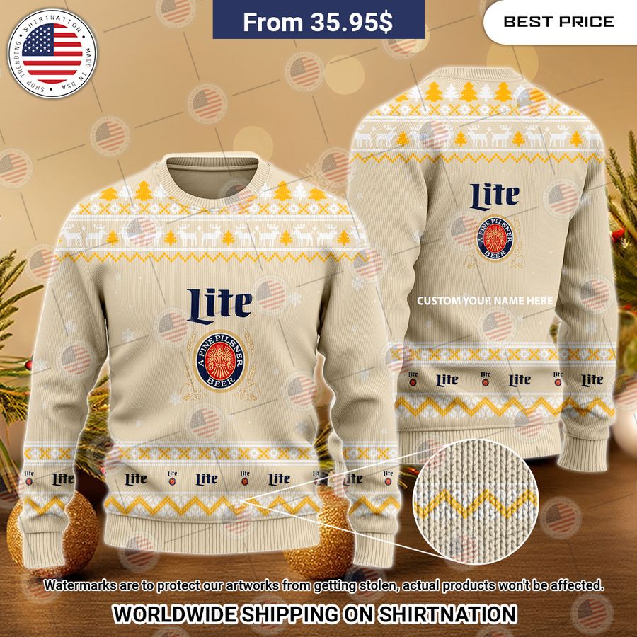 Personalized Miller Lite Christmas Sweater Sizzling