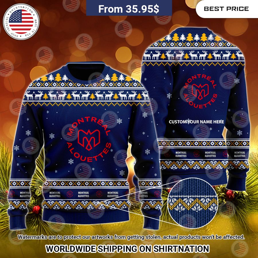 Personalized Montreal Alouettes Christmas Sweater Beauty queen