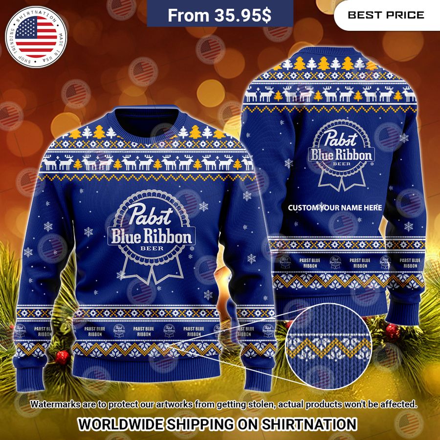 Personalized Pabst Blue Ribbon Christmas Sweater Handsome as usual