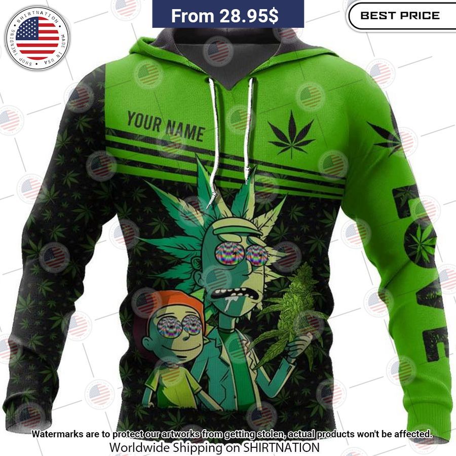 Personalized Rick and Morty Love Weed Hoodie Natural and awesome
