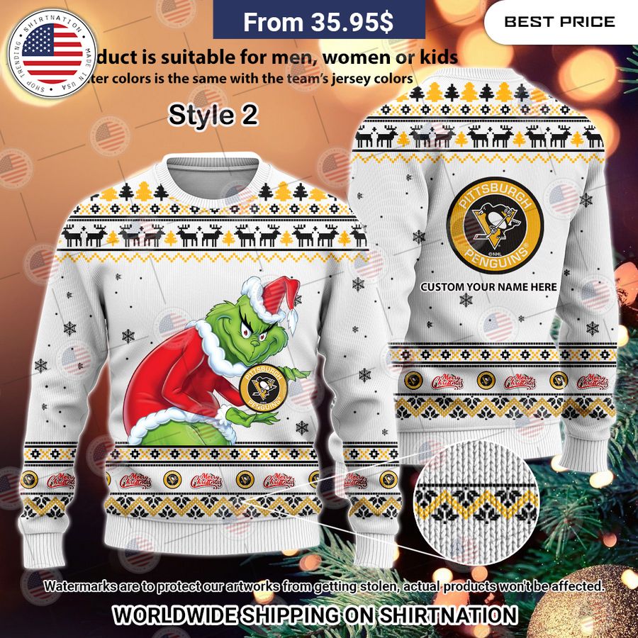 Pittsburgh Penguins Grinch Sweater Eye soothing picture dear