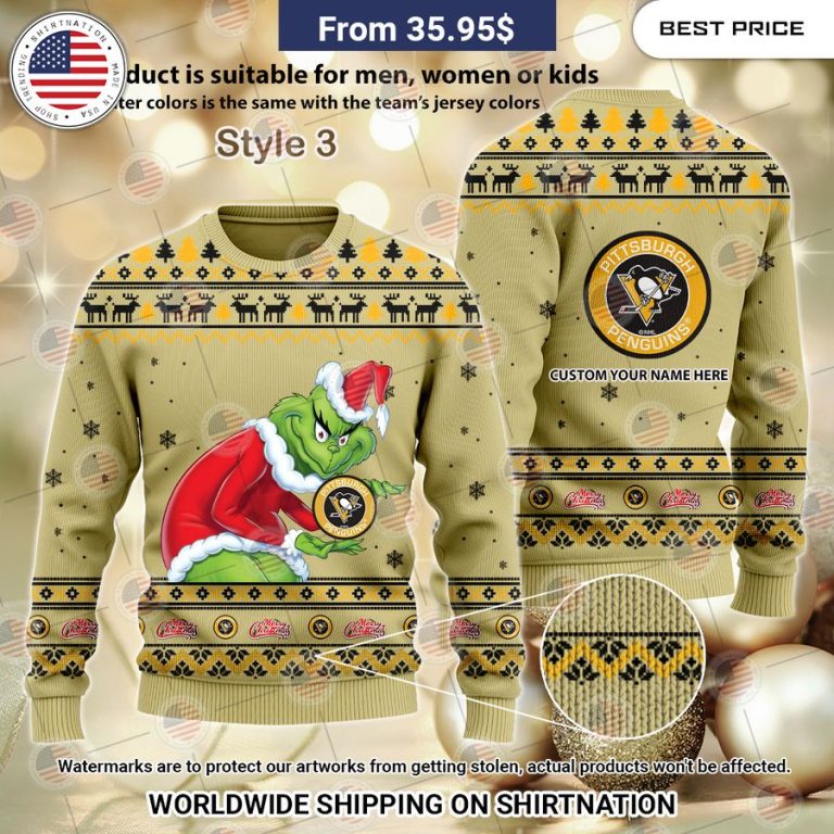 Pittsburgh Penguins Grinch Sweater Our hard working soul