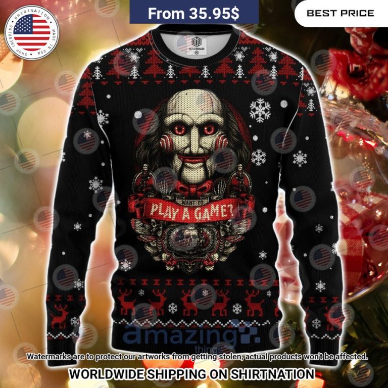 Play A Game Horror Movie Saw Christmas Sweater You look beautiful forever