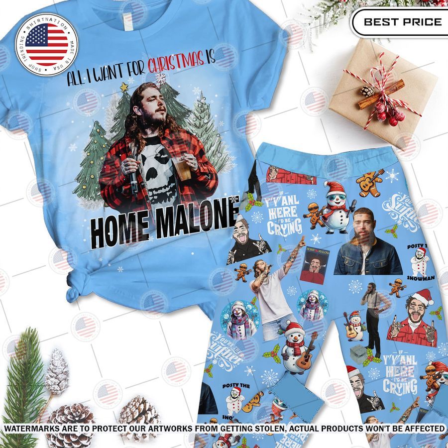 Post Malone All I Want For Christmas Is Home Malone Pajamas Set Cool DP