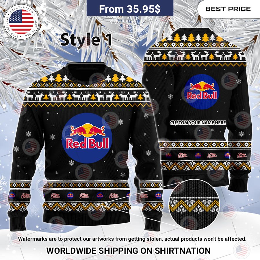 Red Bull Custom Christmas Sweaters Super sober