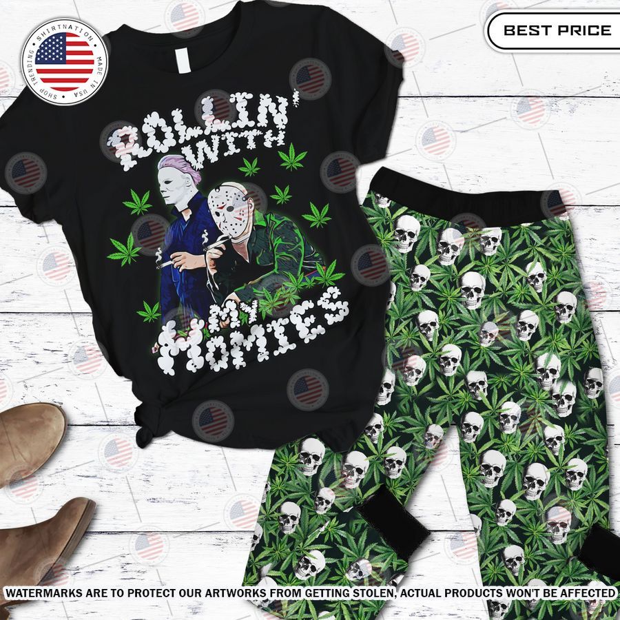 Rollin With My Homies Michael Myers Jason Voorhees Pajamas Set Cool look bro