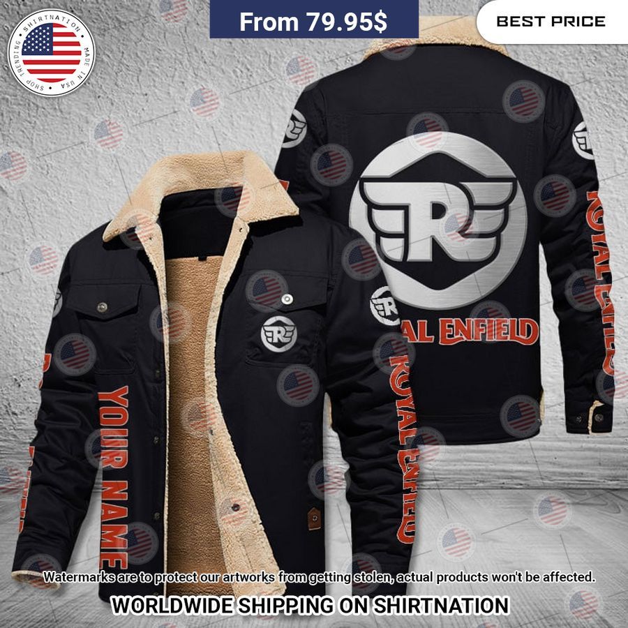 Royal Enfield Custom Fleece Leather Jacket Stand easy bro