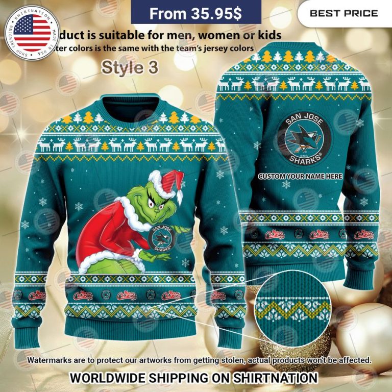 San Jose Sharks Grinch Sweater Nice place and nice picture