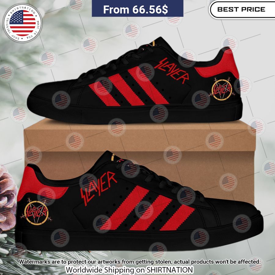 Slayer Black Stan Smith Sneakers Your face is glowing like a red rose