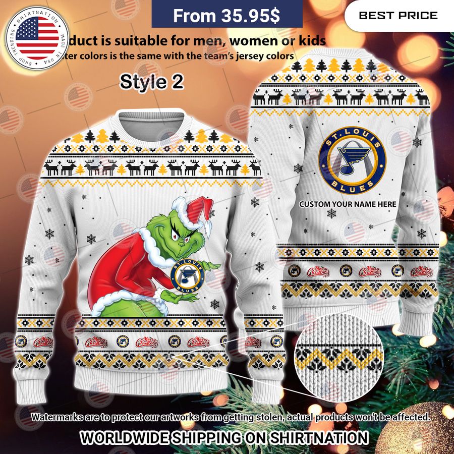 St Louis Blues Grinch Sweater Natural and awesome