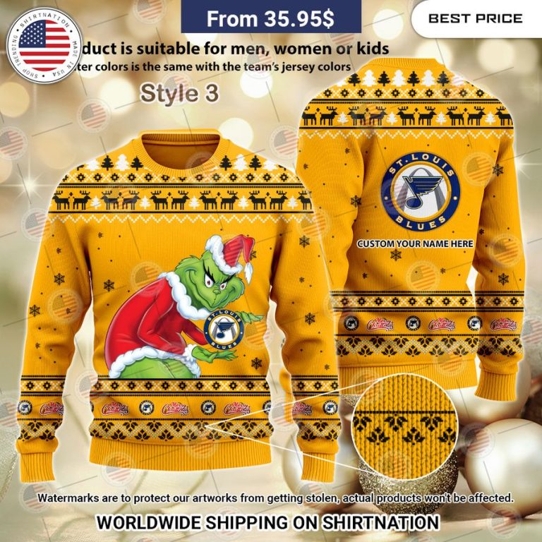 St Louis Blues Grinch Sweater Sizzling