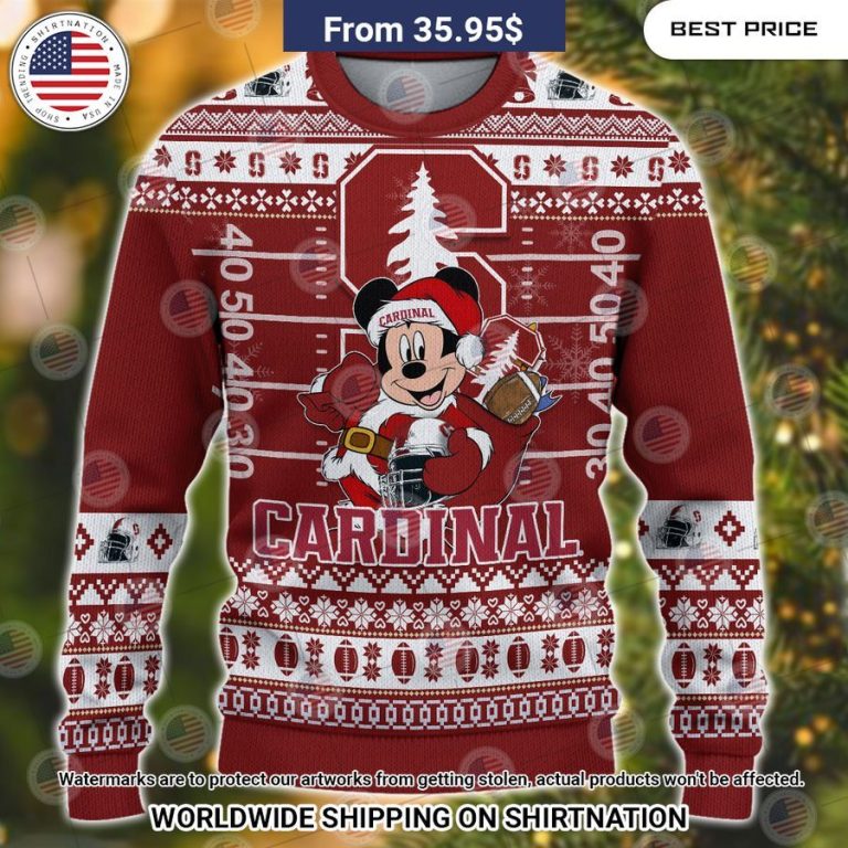 Stanford Cardinal Mickey Mouse Christmas Sweater Generous look