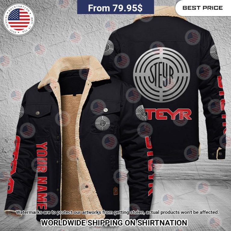 Steyr Custom Name Fleece Leather Jacket Long time