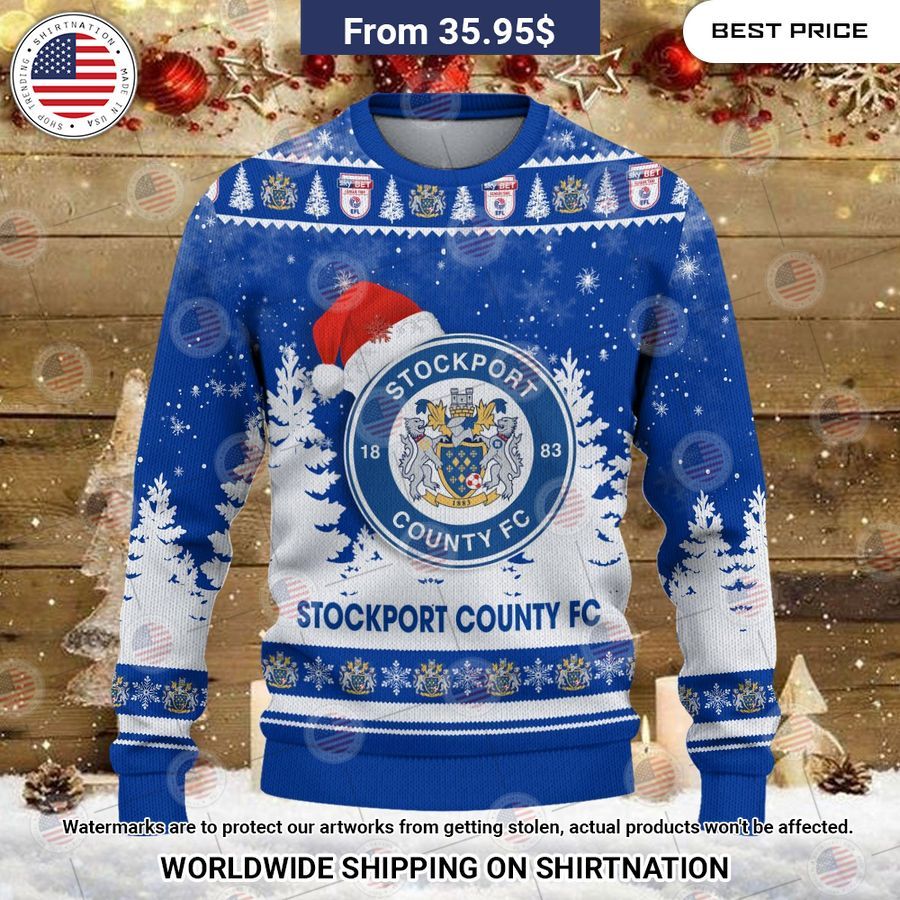 Stockport County FC Christmas Sweater Generous look