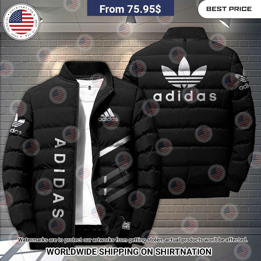 Striped Adidas Puffer Jacket Bless this holy soul, looking so cute