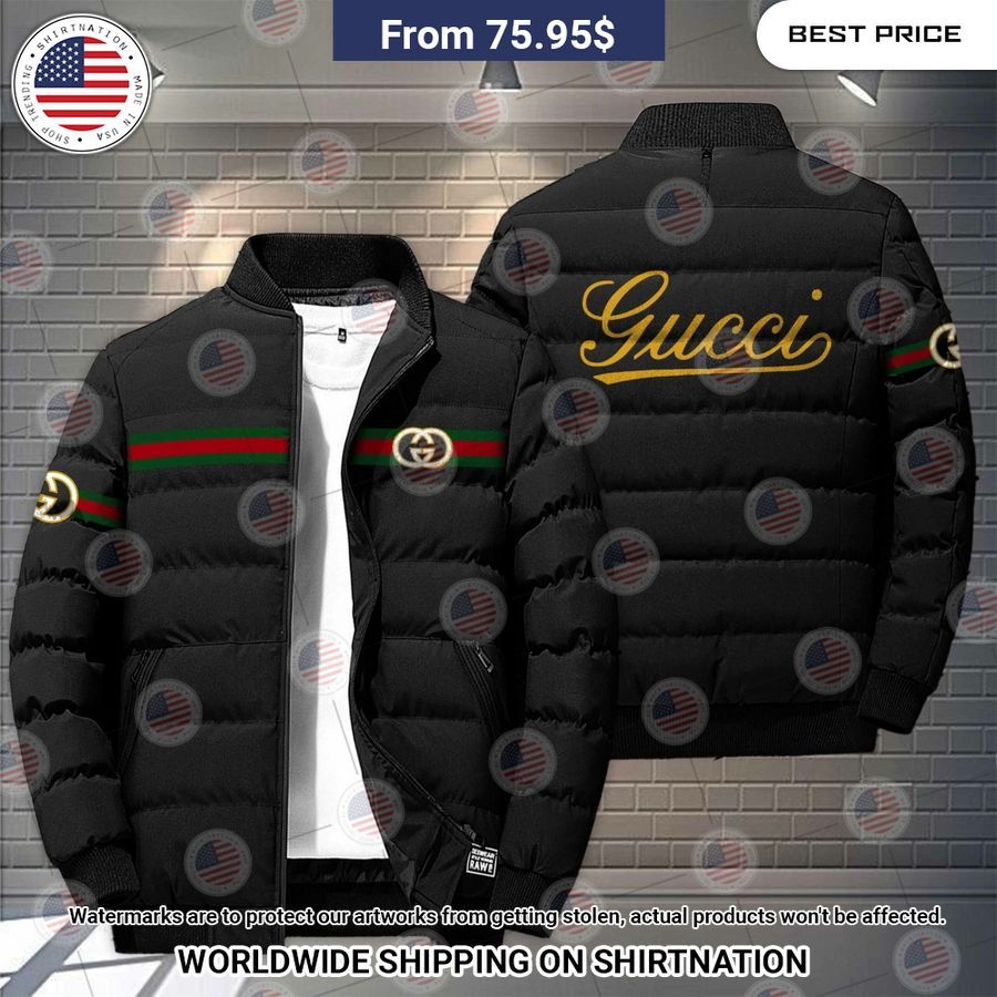 Striped Gucci Puffer Jacket Natural and awesome