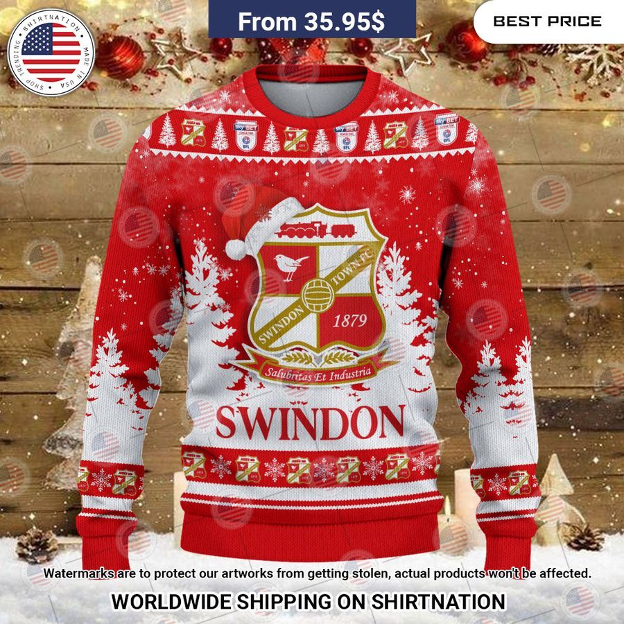 Swindon Town Christmas Sweater Bless this holy soul, looking so cute