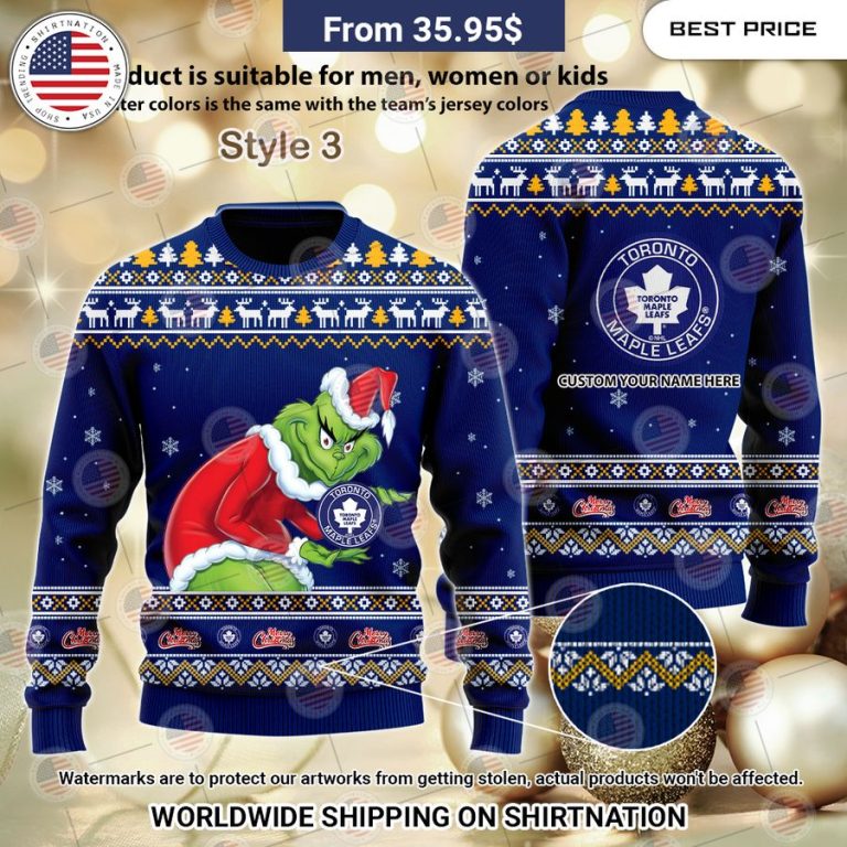 Toronto Maple Leafs Grinch Sweater This is awesome and unique