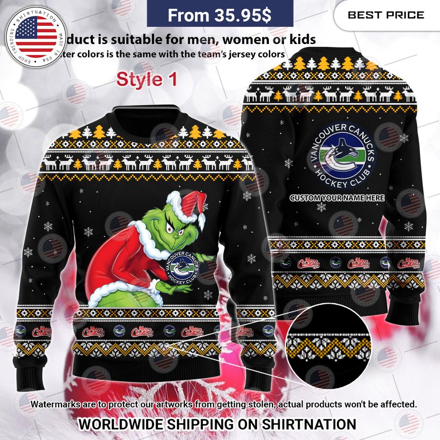 Vancouver Canucks Grinch Sweater Coolosm
