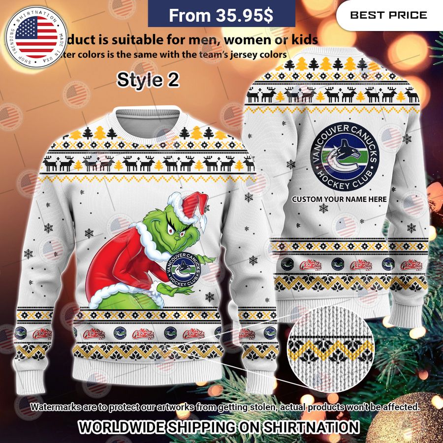 Vancouver Canucks Grinch Sweater Handsome as usual