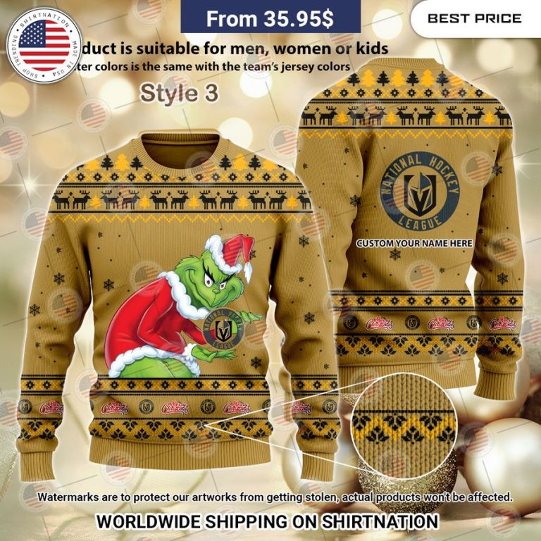 Vegas Golden Knights Grinch Sweater Beautiful Mom, beautiful daughter