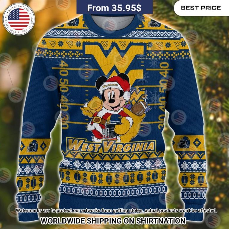 West Virginia Mountaineers Mickey Mouse Christmas Sweater Good click