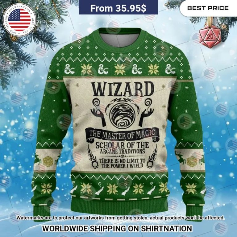 Wizard Dungeons & Dragons Christmas Sweater Good click